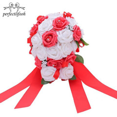 PE Foam Flower Artificial Water Drop Shaped Turquoise Royal Blue Bridal Bouquets