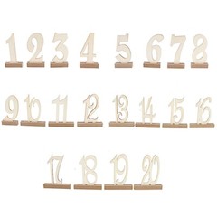 NATURAL 20 Wooden 6″ TABLE NUMBERS 1-20 Set Holder Base Party Events Decorations