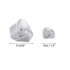 20pcs 2Size Satin Ribbon Roses 2.5cm/5cm Ribbon Rose Artificial Fabrics(Silver)