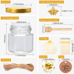 1.5 oz Mini Honey Jars，60 pack baby shower favors,There’s honey sticks, bee p…