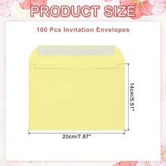 100 Pcs Self Sealing Envelopes 7.8×5.5 Inch for Invitations A7 Light Yellow