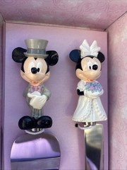 Vintage Disney Store Mickey & Minnie Mouse Wedding Cake Server & Knife Set