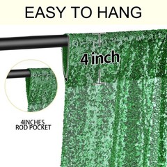 2×8FT-2PCS Grass Green Sequin Backdrop Curtains Panels, Photography Backdro