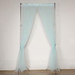BLUE 5 ft x 10 ft Sheer Tulle Backdrop Curtain Panels Wedding Party Decorations