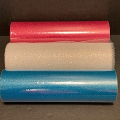 Lot of 3 Glitter Tulle 6” X 3 Yards White Blue Pink Craft