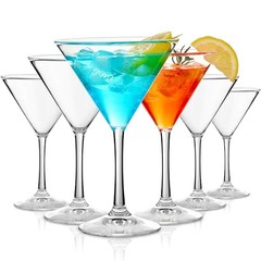 Unbreakable Martini Glasses Set of 6, 10 oz Plastic Martini Cocktail Glasses