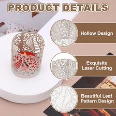 25Pcs Candle Wraps Decorate Tea Light Wrap Leaf Pattern, Silver