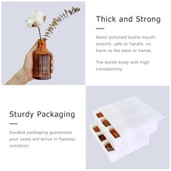 Glass Bud Vase Set, Small Dark Brown Flower Vase for Centerpieces, 12Pcs Amber