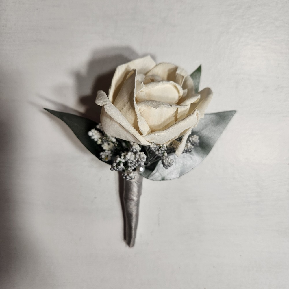 Silver Ivory Rose Calla Lily Sola Wood Bridal Wedding Bouquet Accessories