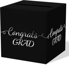 2026 Graduation Foldable Card Box Black Silver Foil Design