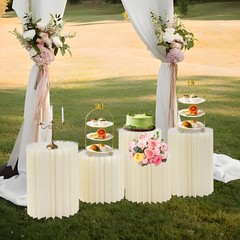 5Pcs Foldable Paper Column Display Stands, Round Cylinder Wedding Flower Stands
