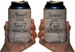 Custom Wedding Can Coolers Forever And Ever Amen Religious Wedding Can Cooler