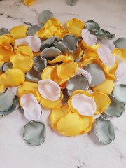 Dusty Sage rose petals Sunflower Yellow wedding decor Western Rustic Proposal