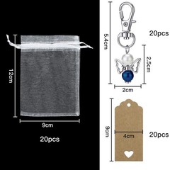 Pack of 20 Wedding Guardian Angel Favours + Organza Bags + Kraft Paper An…