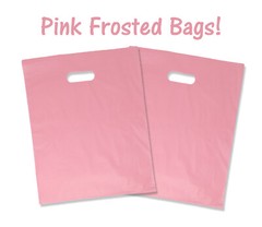 12×15″ 2.5 Mil, 4 Colors Frosted Plastic Merchandise Gift Bags Handles Combo!