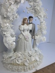 Vintage 1990’s Wilton Cake Topper GRAY SUIT Dark /Light Hair Designer series