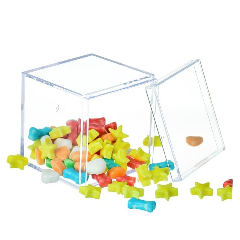 Small Acrylic Box with Lid Square Cube Transparent 2.2 x 2.2 x 2.2 Inch Clear