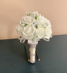 Small rose and baby breath bridal bouquet..you pick colors