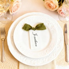 12 PCS Place Cards Table Setting 3.54″x1.96″ Name Tags With Ribbon Olive Green