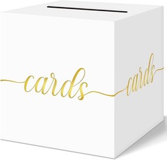 White Wedding Card Box Gold Foil Gift Card Box for Party Wedding Reception
