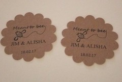 Wedding personalized- «Meant To Be» Names and date, Gift tags Pk-20,30,50,100