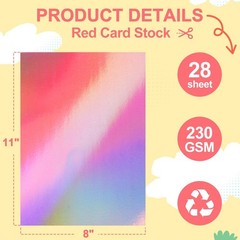 28 Holographic Cardstock Paper 8.5 x 11, 230GSM/85LB Metallic Cardstock Glitt…