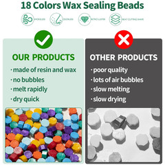917Pcs Letter Sealing Kit Contains 18 Colors Wax Seal Beads, 10Pcs Stamps with H