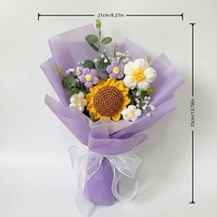 DIY Wrapping Bouquet Crochet Flower Sunflower Rose For Graduation Wedding Gift