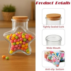 200ml Star Shaped Glass Jar with Cork Lid – Clear Decorative Bottle Star