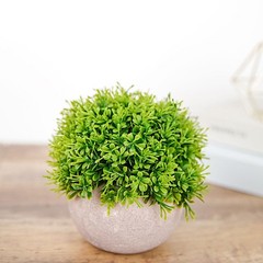 2 Green Gray 5″ Mini Boxwood Topiary Potted Artificial Plants Home Decorations