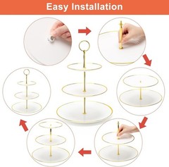 3 Tier Cupcake Stand Plastic Food Grade Round-Gold Edge Dessert Tower for Par…