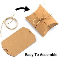 50Pcs Small Kraft Paper Pillow Gift Boxes w/ Twine for Jewelry Candy Party Favor