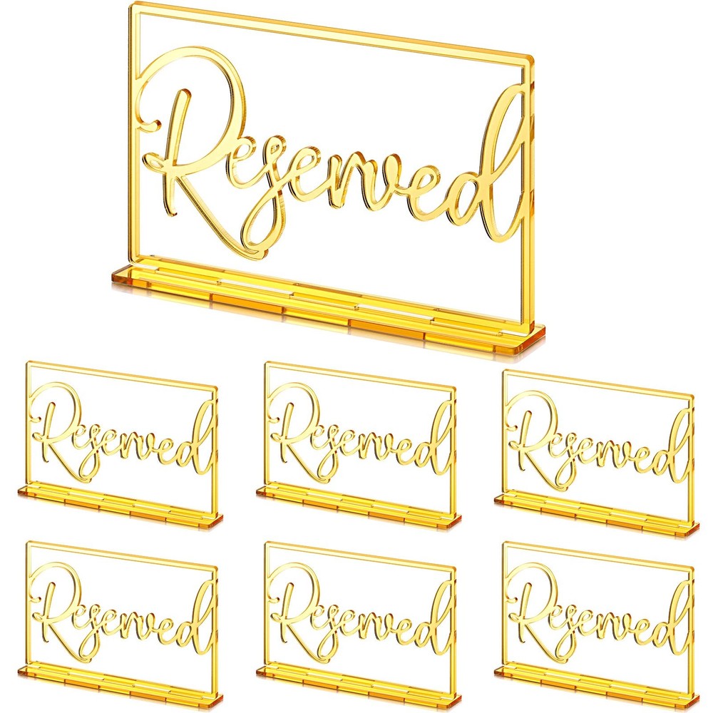 6 Pieces Acrylic Reserved Table Sign Wedding Signs for Tables Acrylic Standin…