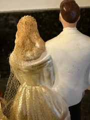 Vintage Unique 1949 Wedding Cake Topper Bride & Groom Pfeil & Holin