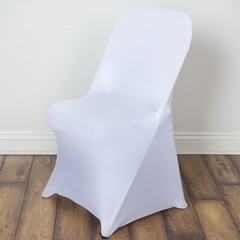 6 White FOLDING Stretch SPANDEX CHAIR COVERS Event Banquet Reception Decorations