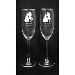 Beauty Beast Belle Wedding Toasting Glasses Flute Engraved Personalized FREE