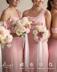 Pink Artificial Wedding Flower Bouquets for Bridesmaids – Blush & Hot Pink Flora