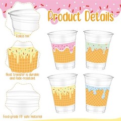 Jingmore Set 12oz Clear Ice Cream Party Cup Disposable Plastic Dessert 48