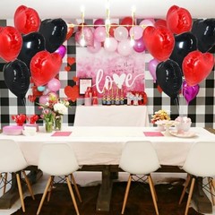 30Pcs 18 Inch Red Black Heart Balloons Valentine’s Day Heart 30pcs-black Red
