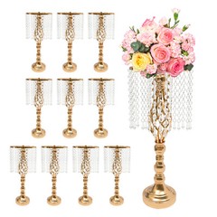 10 Pcs Wedding Crystal Flower Stand Desktop Metal Flower Vase Event Party Decor