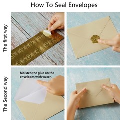50 Pieces Shiny Envelopes with Gold Stickers for Wedding A7, 5×7, Cream Color