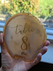 Agate Wedding Table Numbers Set Polished Finish Mixed Colors Centerpiece