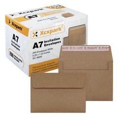 Xxcxpark 200 Qty Printable A7 200 Envelopes (5.25″ x 7.25″), Brown