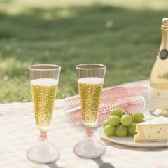 Champagne Flutes Plastic,25 Pack Disposable Champagne Glasses,Clear Pink