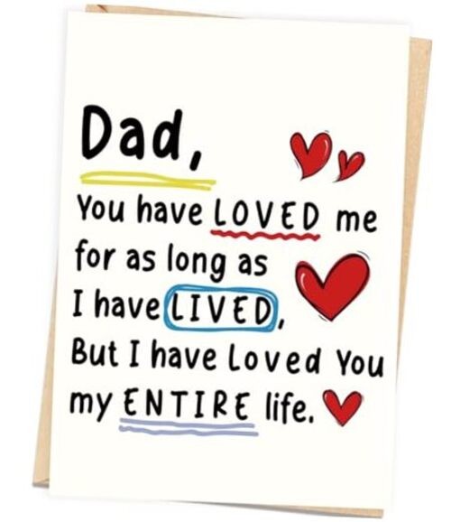 Fathers Day Card Gift for Dad from Daughter Son, Minimalist Premium AT-388