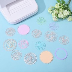ORIGACH 9 Pcs Words and Round Lace Flower Border Metal Cutting Dies Circle Se…