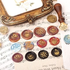 Mystical Drawing Wax Seal Set, 4 Removable Wax Seal Stamp Brass Head 1 Handle