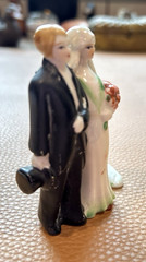 Antique Porcelain Wedding Cake Top Bride and Groom Occupied Japan