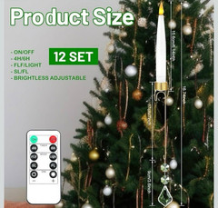 Sets Flameless Tree Candles with Hook Remote Timer 12 Crystal Wedding Christmas