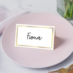 25 PCS Gold Foil Border Place Cards Tent Name Table Setting Food Label 010